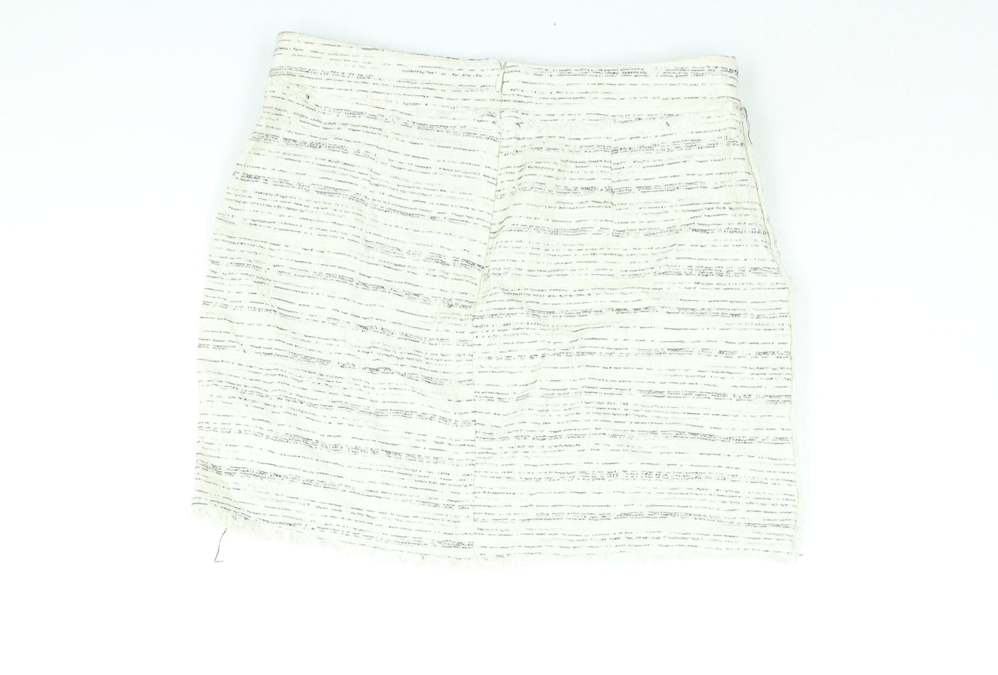 Zara Womens Ivory Geometric Cotton Mini Skirt Size L Zip - Raw Edge