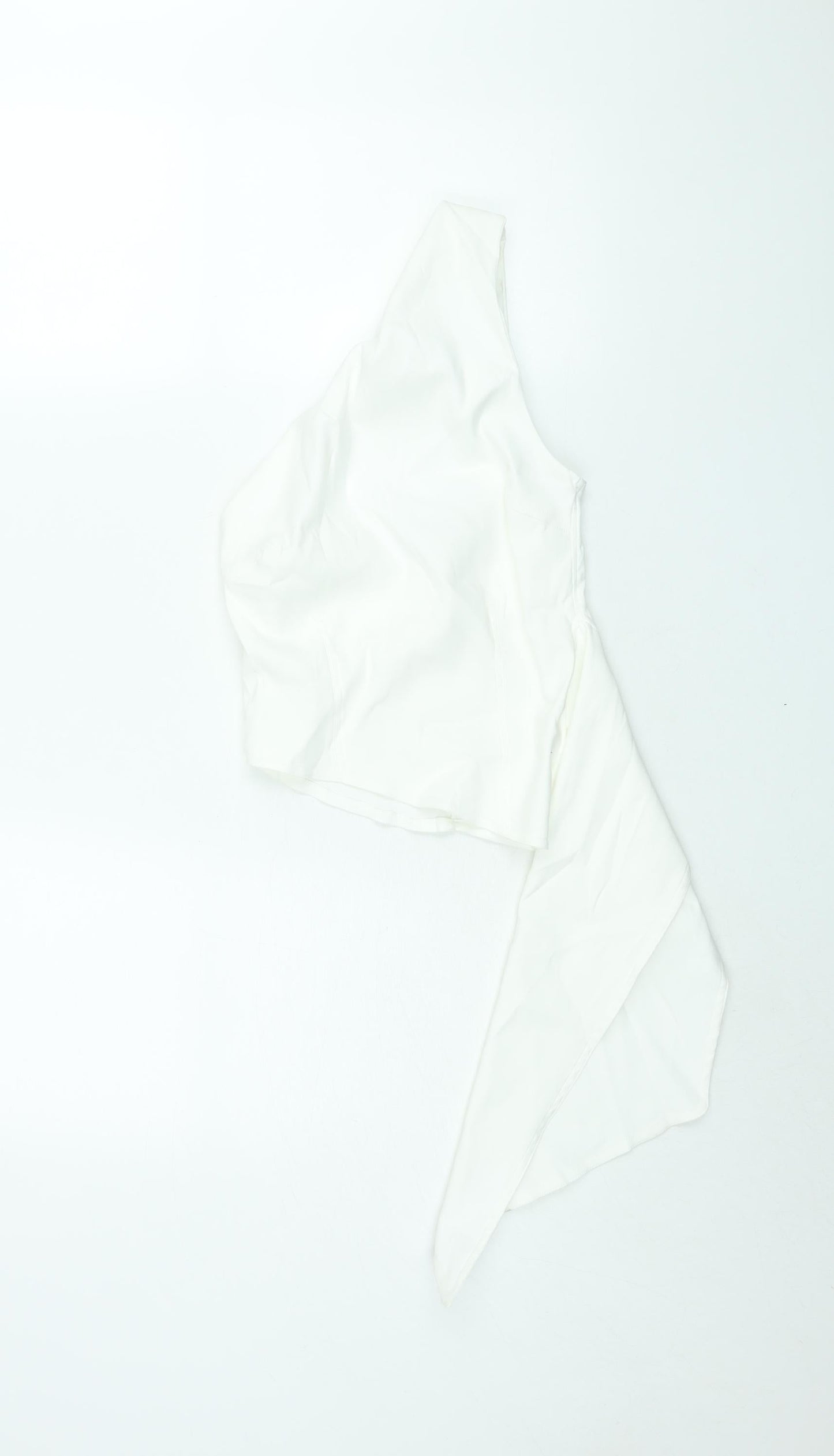 Zara Womens White Polyester Basic Blouse Size S One Shoulder - Asymmetric Hem