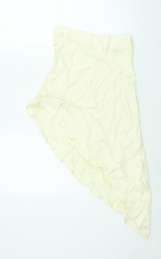 Zara Womens Ivory Viscose A-Line Skirt Size XS Zip - Asymmetric Hem