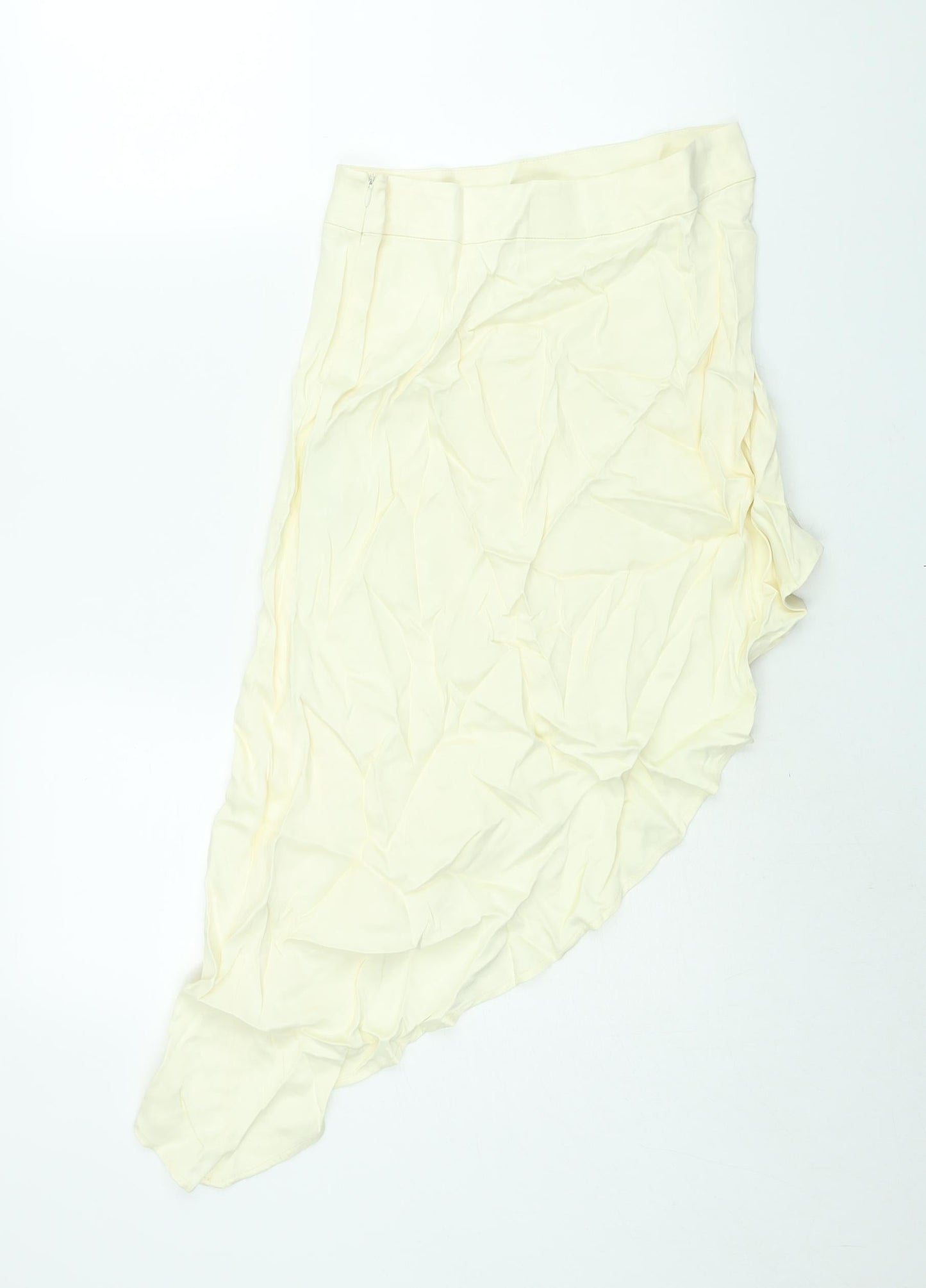 Zara Womens Ivory Viscose A-Line Skirt Size XS Zip - Asymmetric Hem