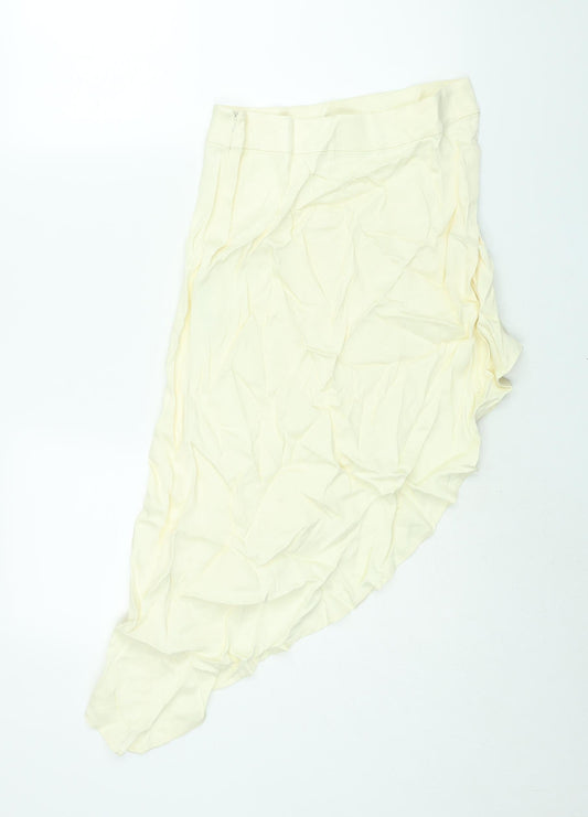 Zara Womens Ivory Viscose A-Line Skirt Size XS Zip - Asymmetric Hem