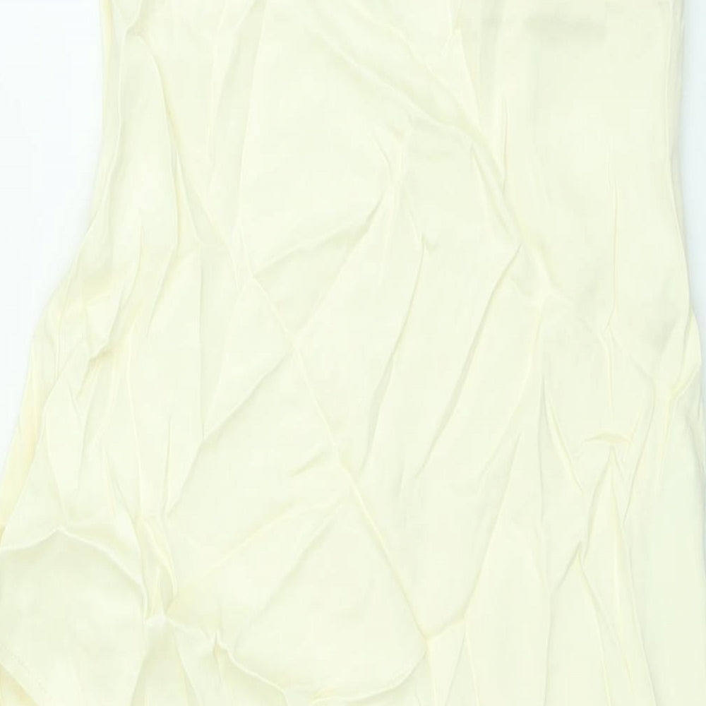 Zara Womens Ivory Viscose A-Line Skirt Size XS Zip - Asymmetric Hem