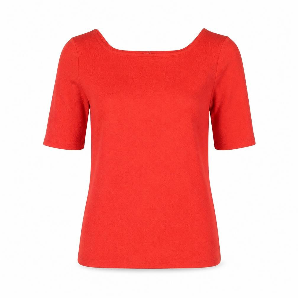 Marks & Spencer Womens Red Polyester Basic Blouse Size 8 Boat Neck
