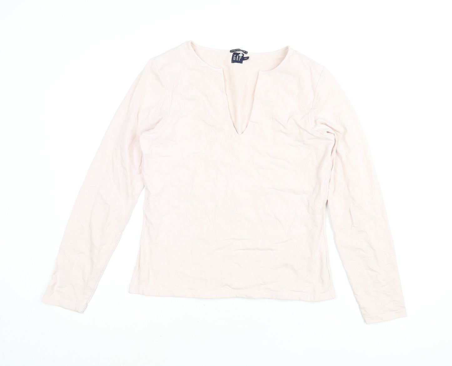 Gap Womens Pink Cotton Basic Blouse Size L V-Neck