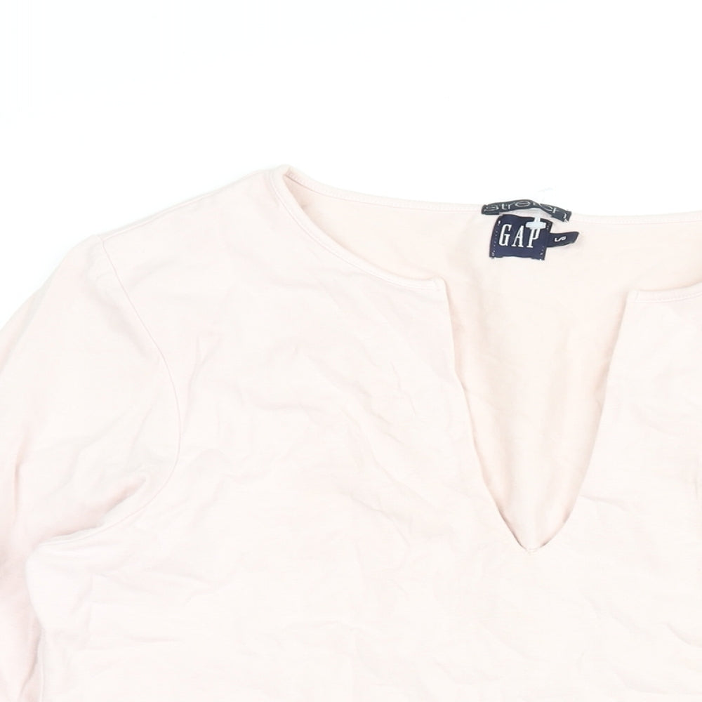 Gap Womens Pink Cotton Basic Blouse Size L V-Neck