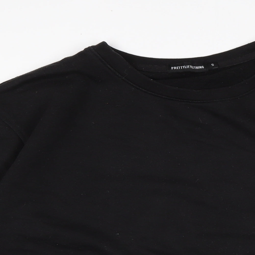 PRETTYLITTLETHING Womens Black Cotton Pullover Sweatshirt Size S