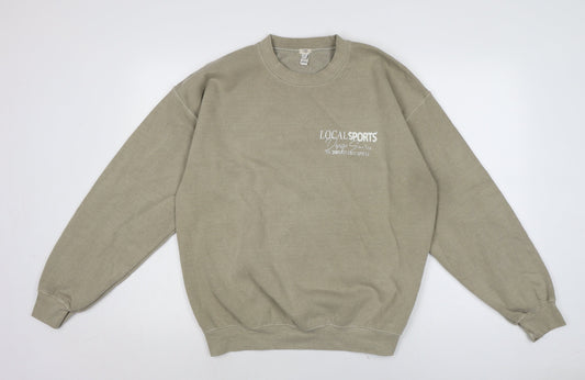 In a another world Mens Beige Cotton Pullover Sweatshirt Size S