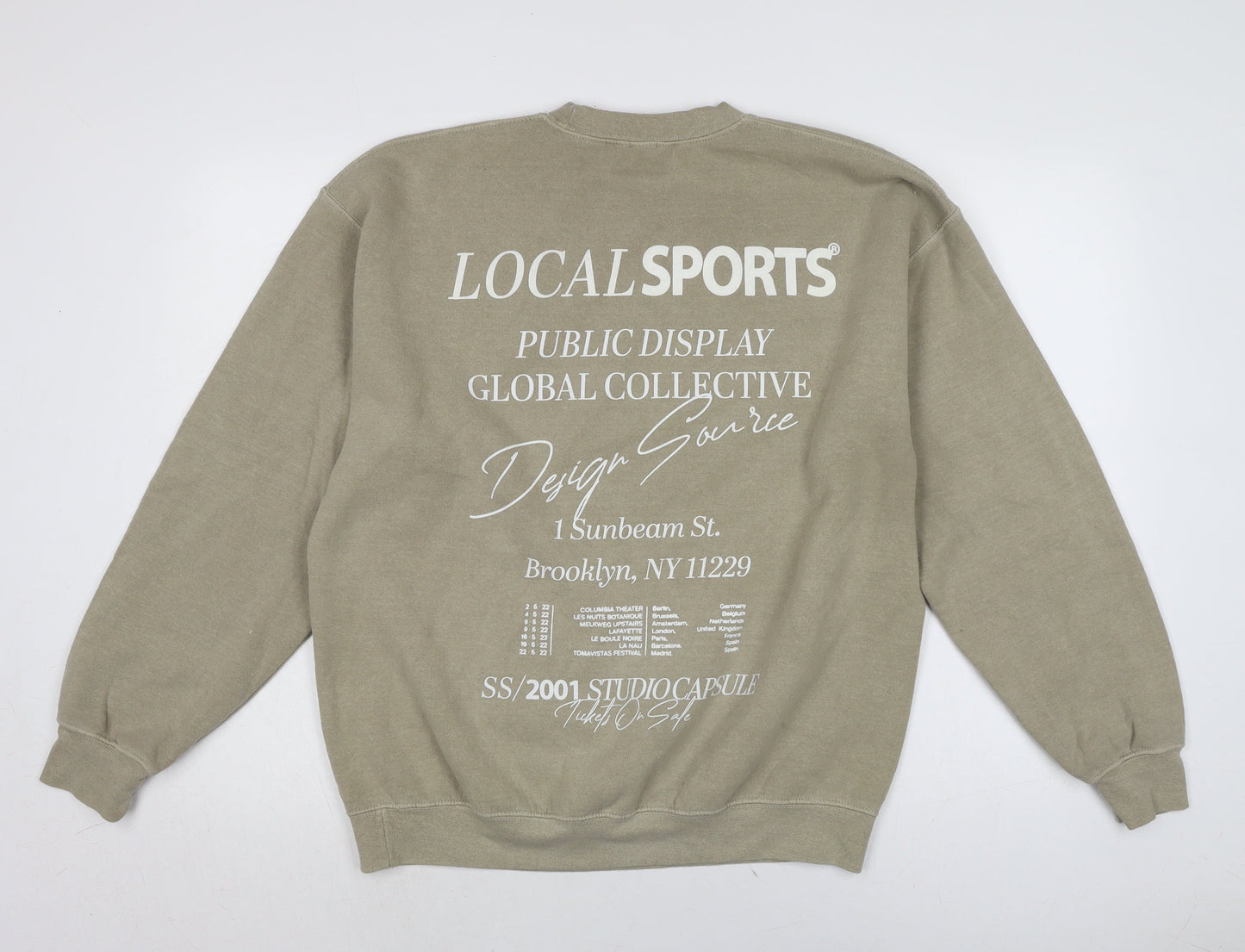 In a another world Mens Beige Cotton Pullover Sweatshirt Size S