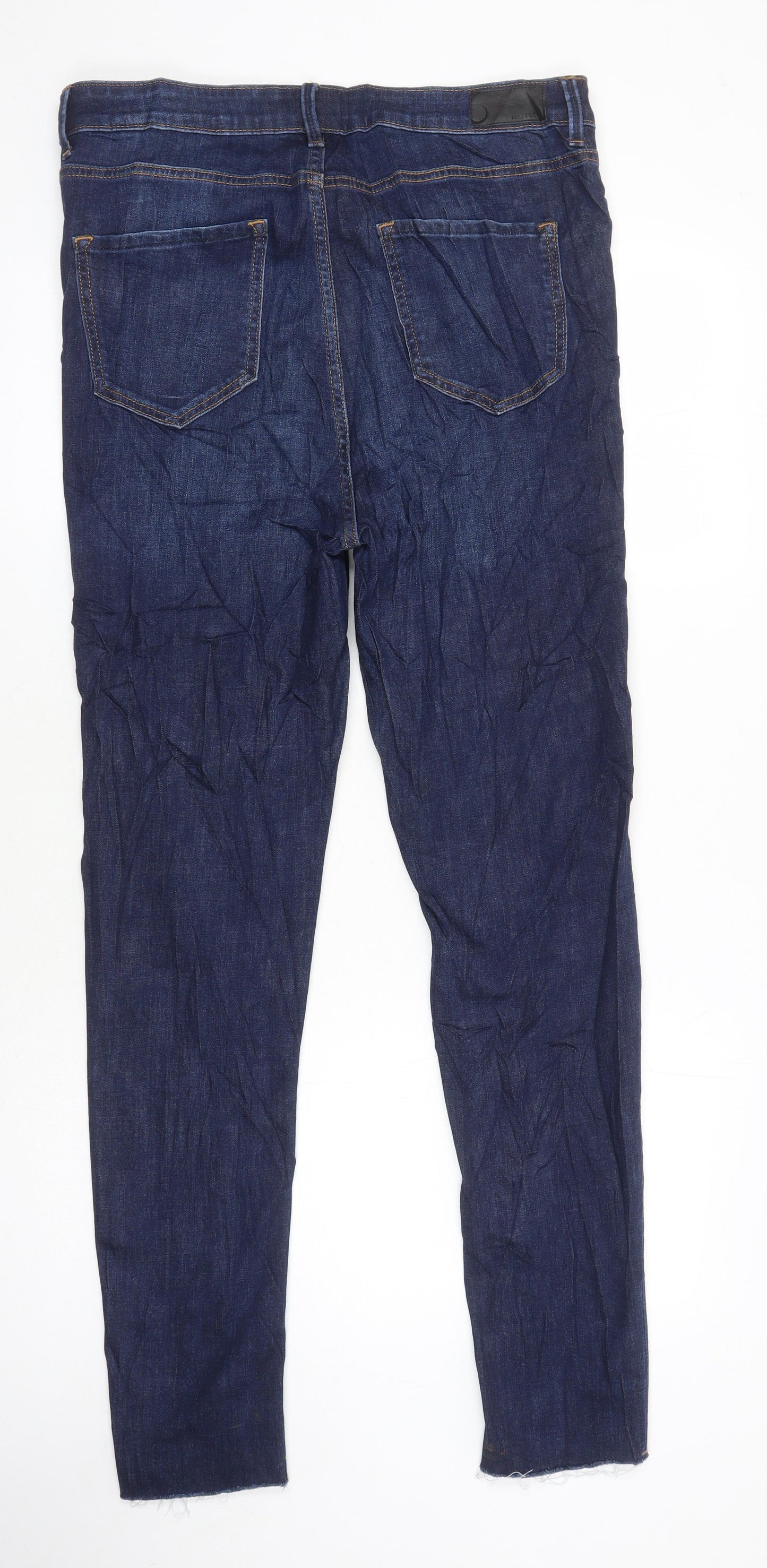 M&S Womens Blue Cotton Skinny Jeans Size 14 L30 in Regular