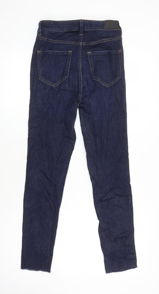 M&S Womens Blue Cotton Skinny Jeans Size 8 L25 in Regular