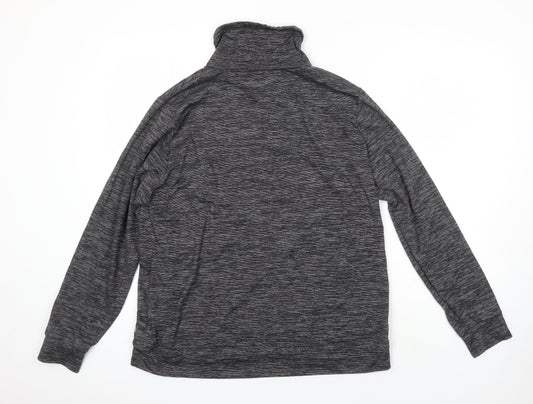 M&S Womens Grey Geometric Polyester Pullover Casual Size 14 Mock Neck
