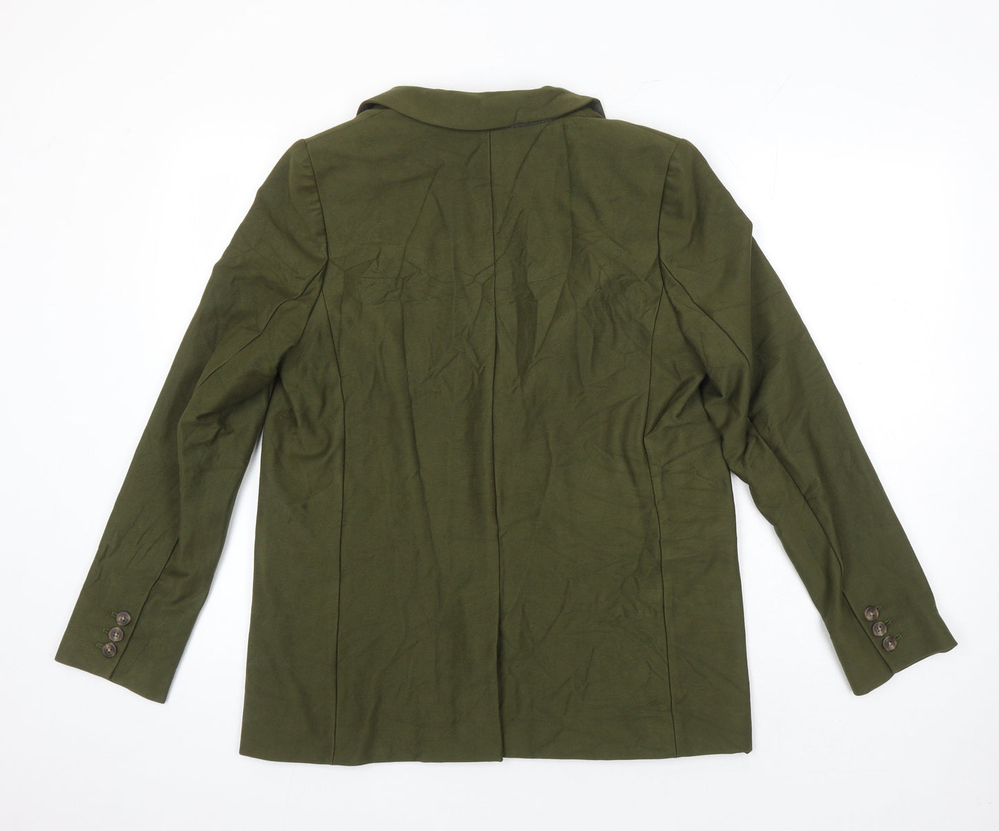 M&S Womens Green Herringbone Jacket Blazer Size 12 Button