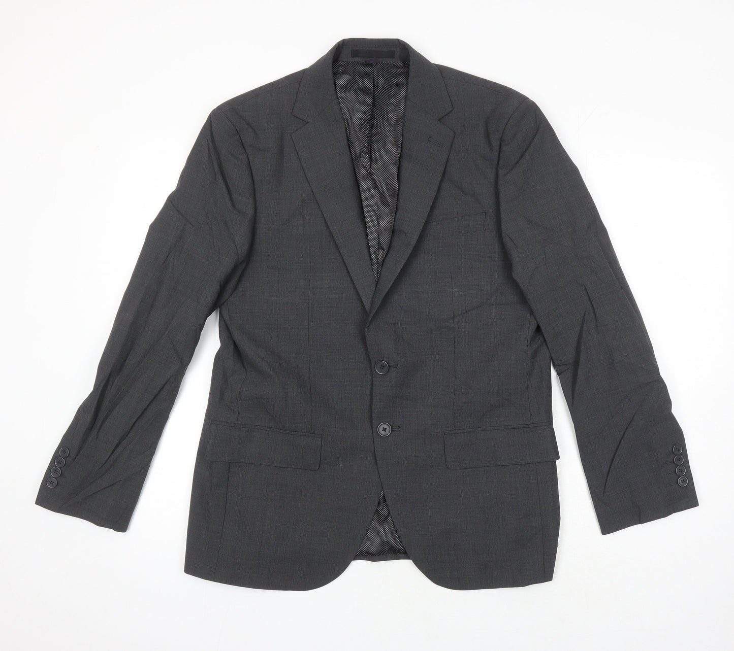 M&S Mens Grey Wool Jacket Blazer Size 38 Regular
