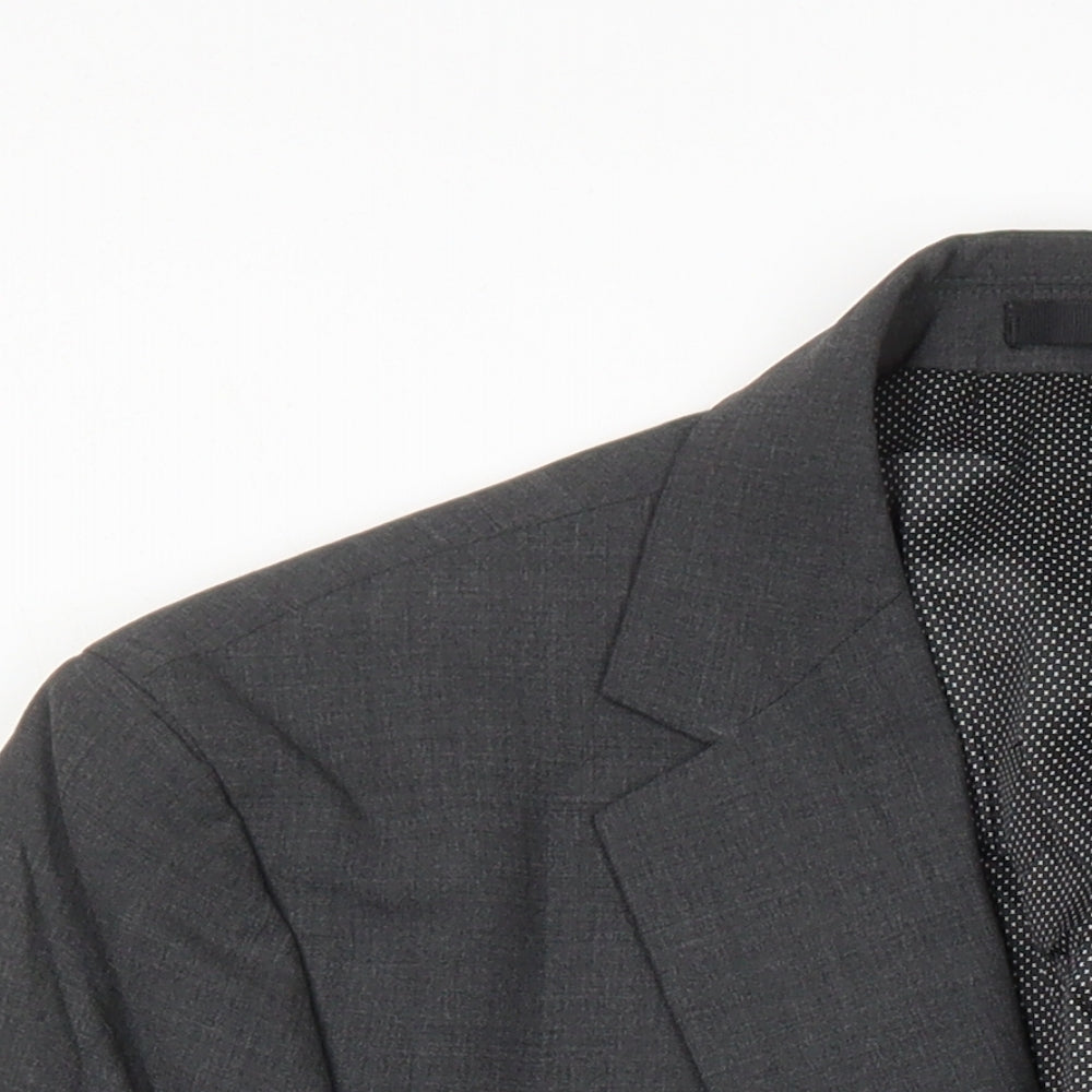M&S Mens Grey Wool Jacket Blazer Size 38 Regular