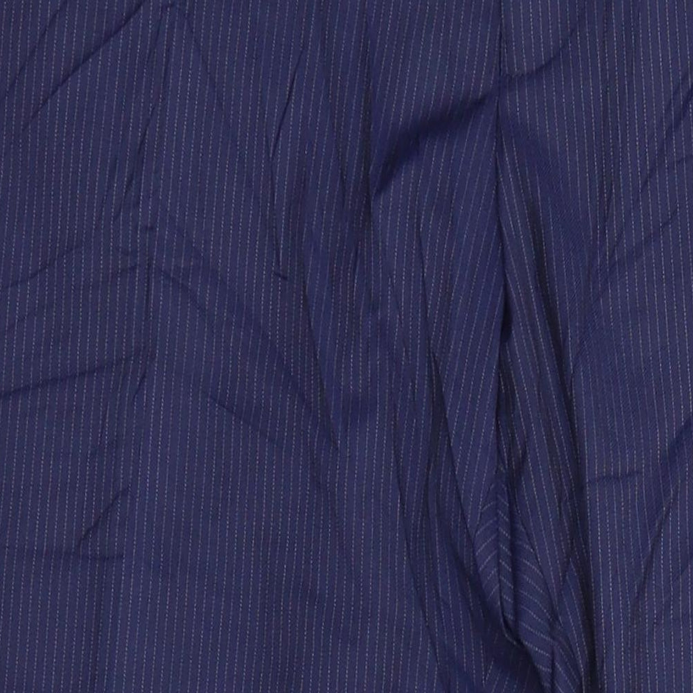 M&S Mens Blue Striped Polyester 2 Piece Suit Size 42 Regular