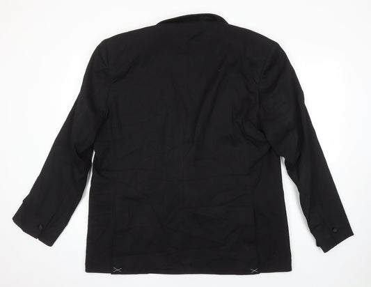 M&S Mens Black Polyester Jacket Blazer Size 46 Regular