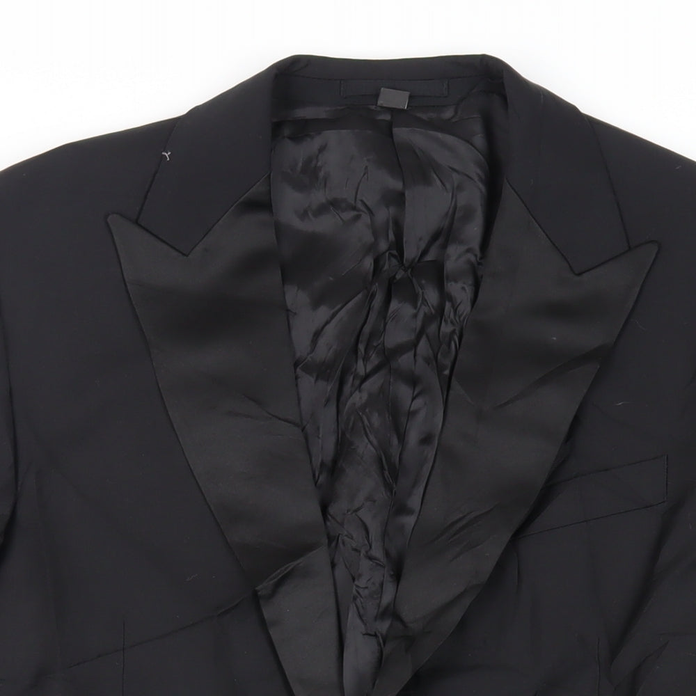 Marks and Spencer Mens Black Wool Tuxedo Suit Jacket Size 40 Regular
