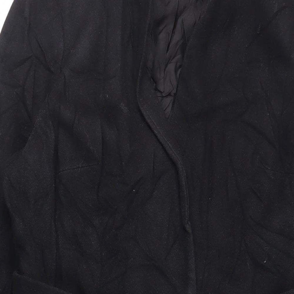 Per Una Womens Black Overcoat Coat Size 16 Snap - Belted