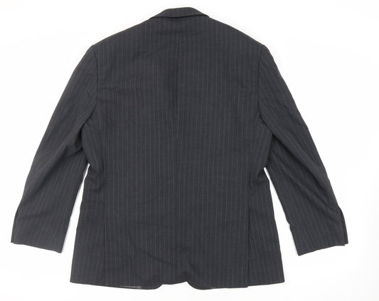 Marks and Spencer Mens Grey Striped Wool Jacket Suit Jacket Size 40 Regular