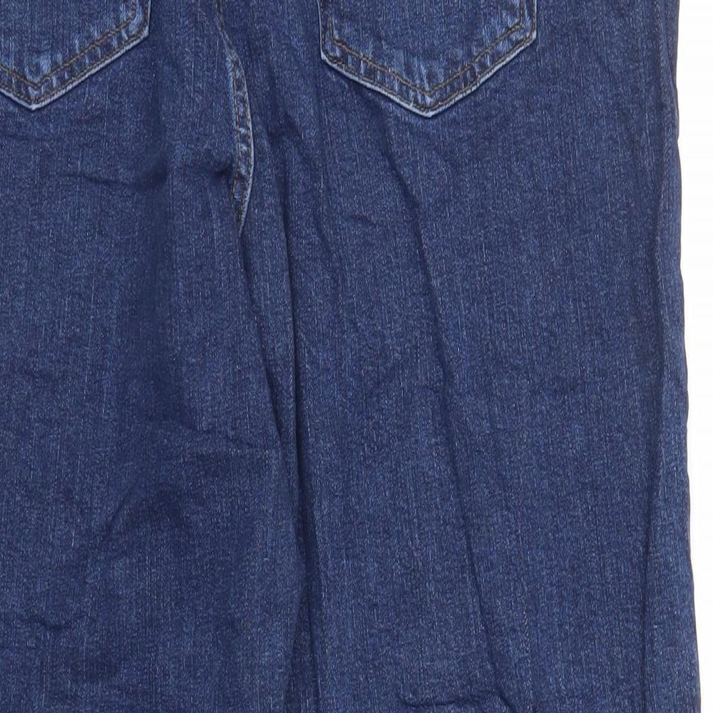 Marks and Spencer Womens Blue Cotton Mom Jeans Size 34 in L25 in Regular Zip