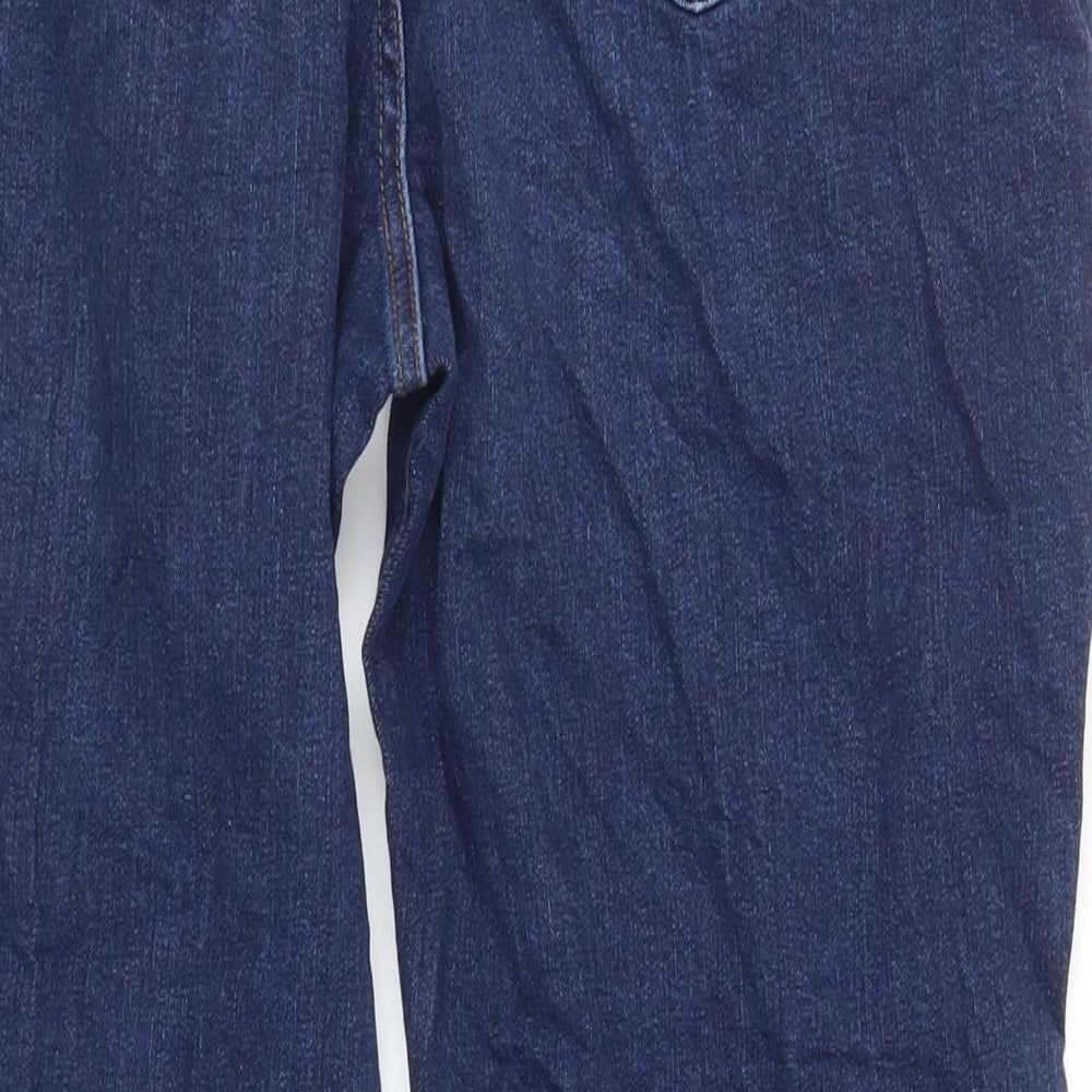 Marks and Spencer Womens Blue Cotton Mom Jeans Size 34 in L26 in Regular Zip