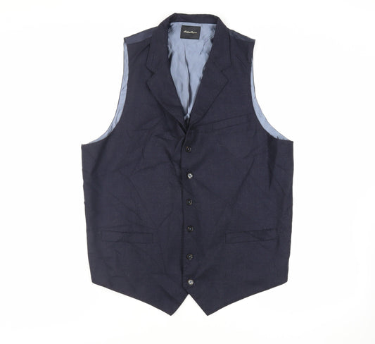 Holland Esquire Mens Blue Wool Jacket Suit Waistcoat Size 44 Regular