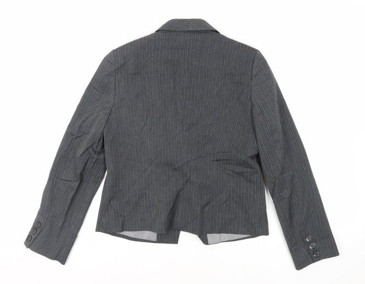 Debenhams Womens Grey Striped Jacket Blazer Size 12 Button