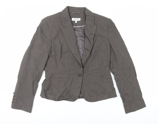 NEXT Womens Brown Striped Jacket Blazer Size 14 Button