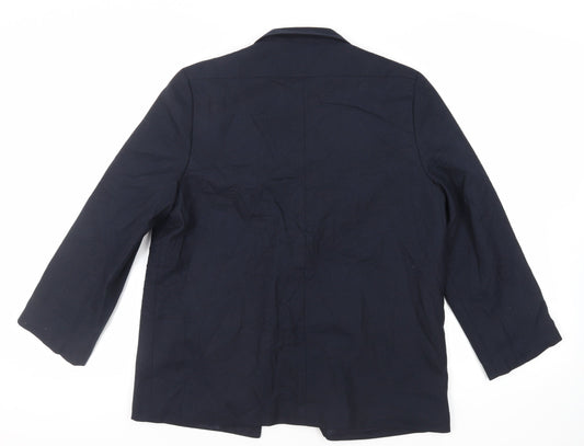EWM Womens Blue Jacket Blazer Size 12 Button - Vintage