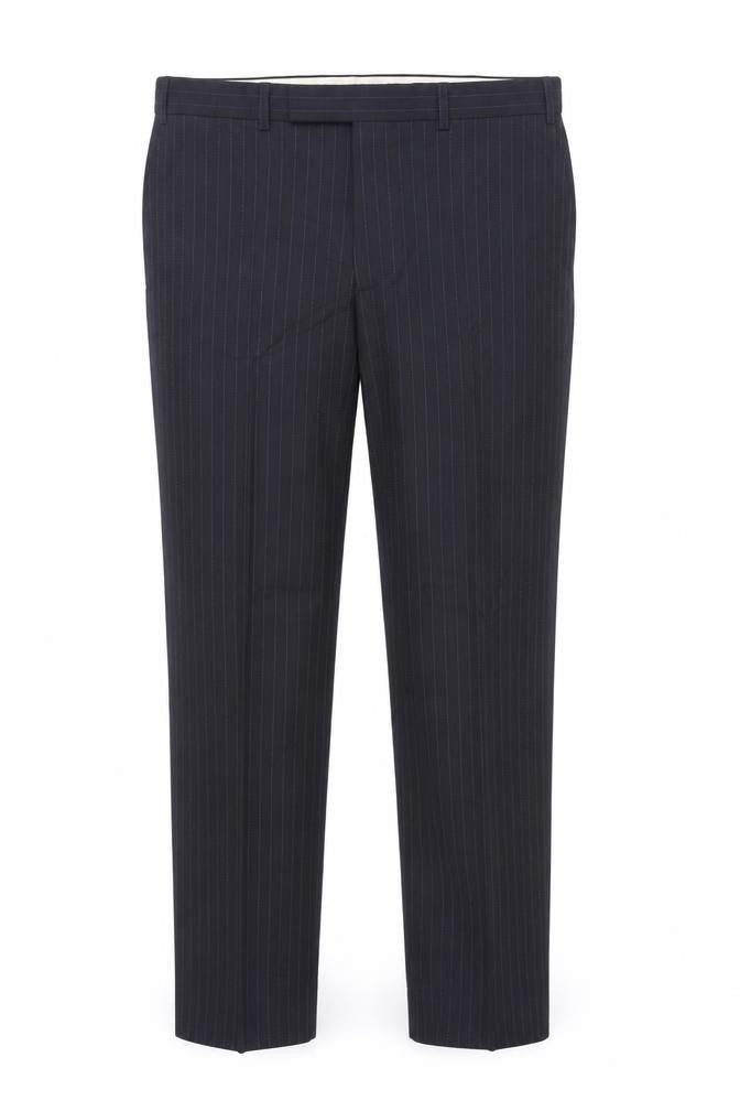 Marks & Spencer Mens Blue Striped Polyester Dress Pants Trousers Size 36 in L31 in Regular Zip