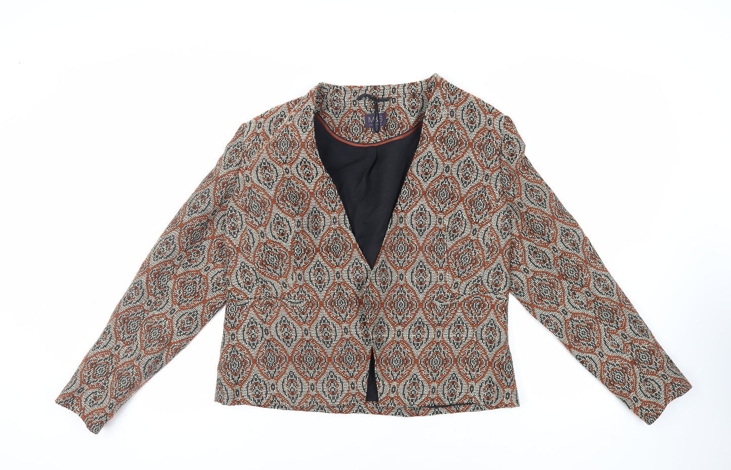 Marks and Spencer Womens Multicoloured Geometric Jacket Blazer Size 16 - Open