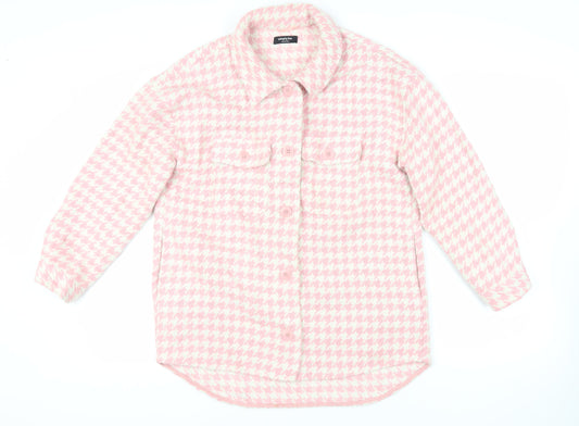 Simply Be Womens Pink Geometric Jacket Size 14 Button