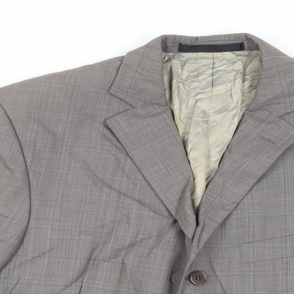 Marks and Spencer Mens Grey Plaid Wool Jacket Suit Jacket Size 40 Regular