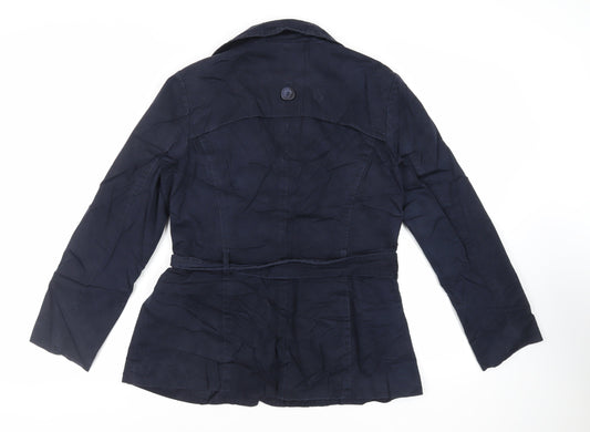 M&Co Womens Blue Jacket Size 14 Button - Belted