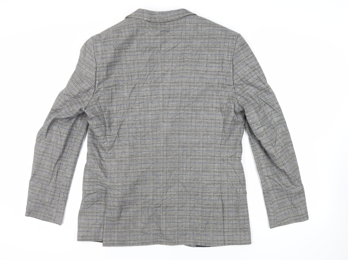 River Island Mens Grey Plaid Polyester Jacket Blazer Size 44 Regular