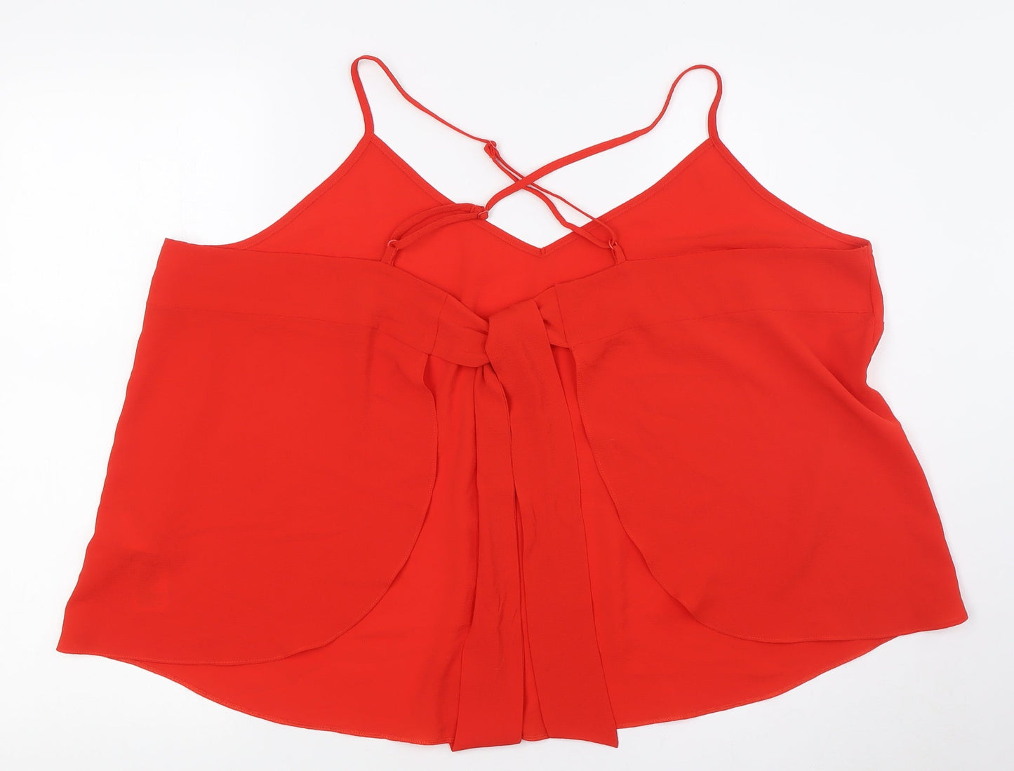 Red Herring Womens Red Polyester Basic Button-Up Size 20 V-Neck - Tie Back