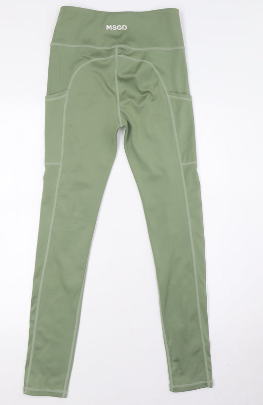 Missguided Womens Green Polyester Capri Leggings Size 8 L28 in - Pockets