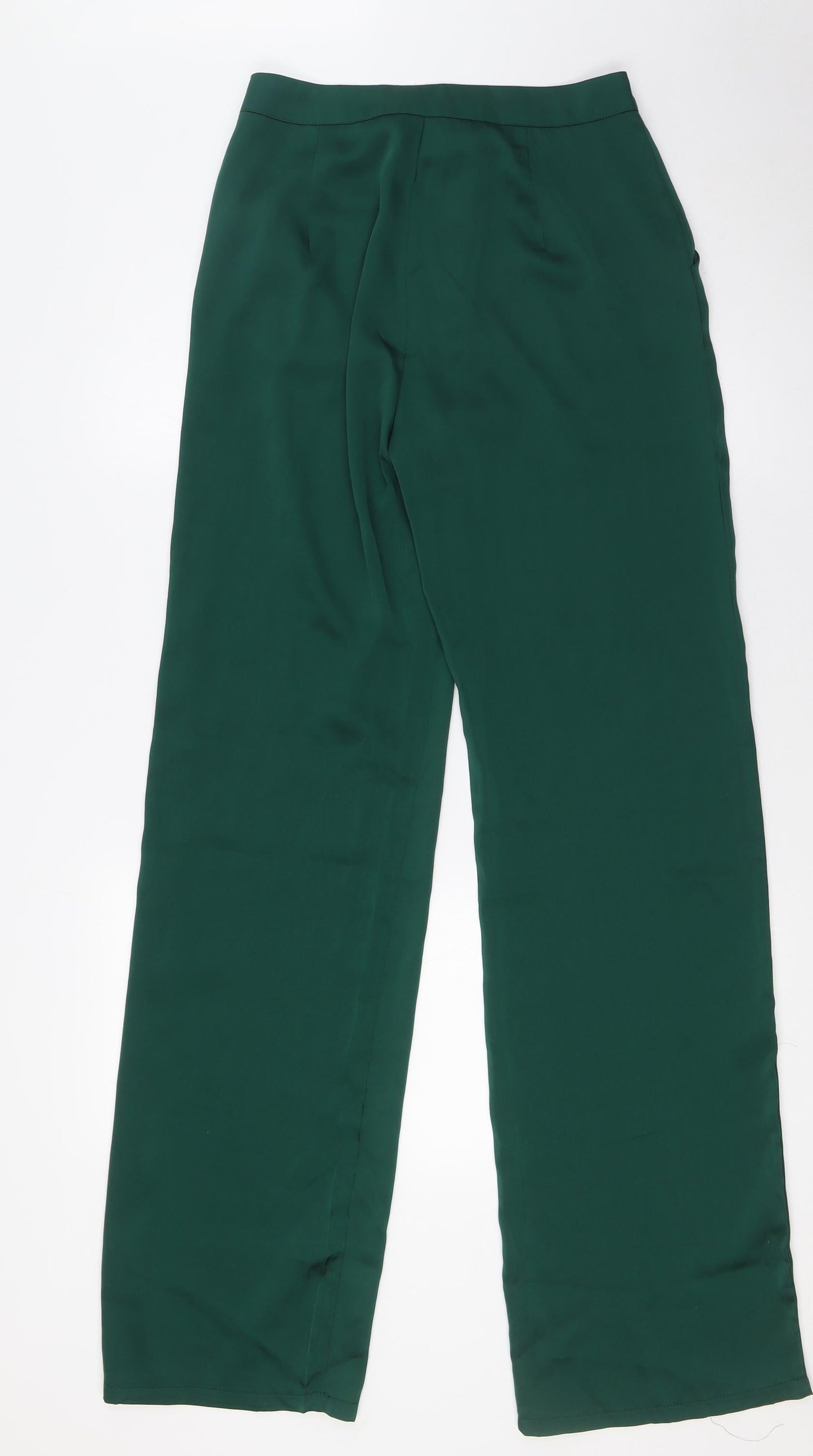 PRETTYLITTLETHING Womens Green Polyester Trousers Size 8 L34 in Regular Zip