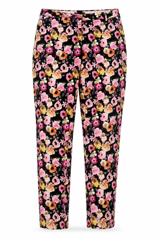 Divided by H&M Womens Multicoloured Floral Cotton Trousers Size 10 L27 in Regular Zip