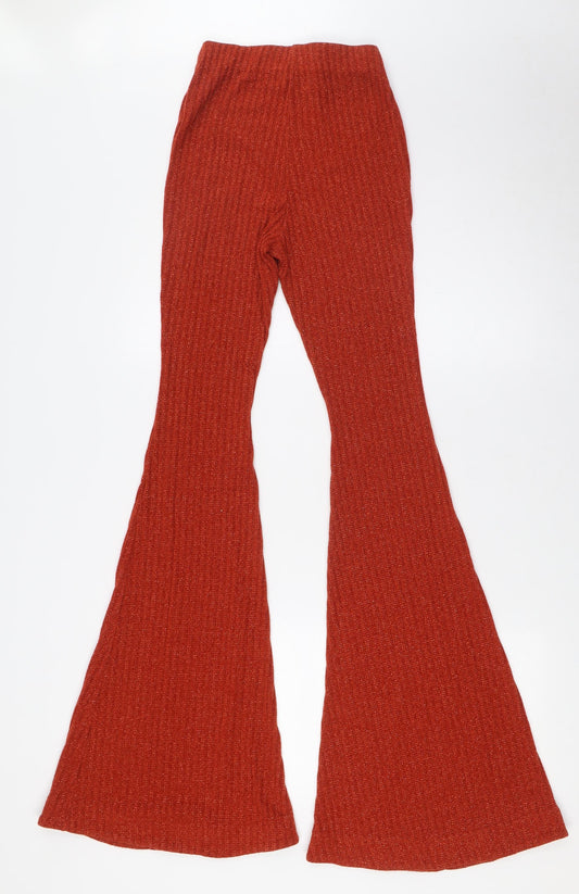 ASOS Womens Orange Polyester Trousers Size 4 L32 in Regular