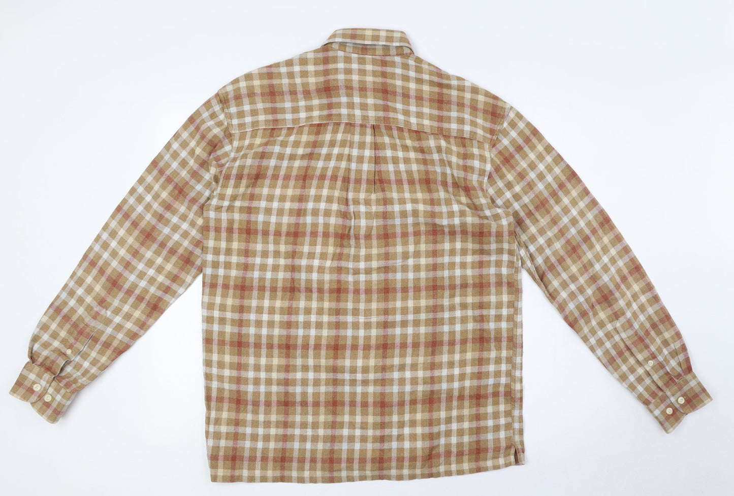 Crewfield Mens Beige Check Cotton Button-Up Size M Collared Button