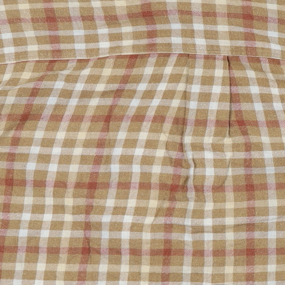 Crewfield Mens Beige Check Cotton Button-Up Size M Collared Button