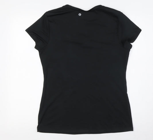 90 Degree Womens Black Polyester Basic T-Shirt Size L V-Neck