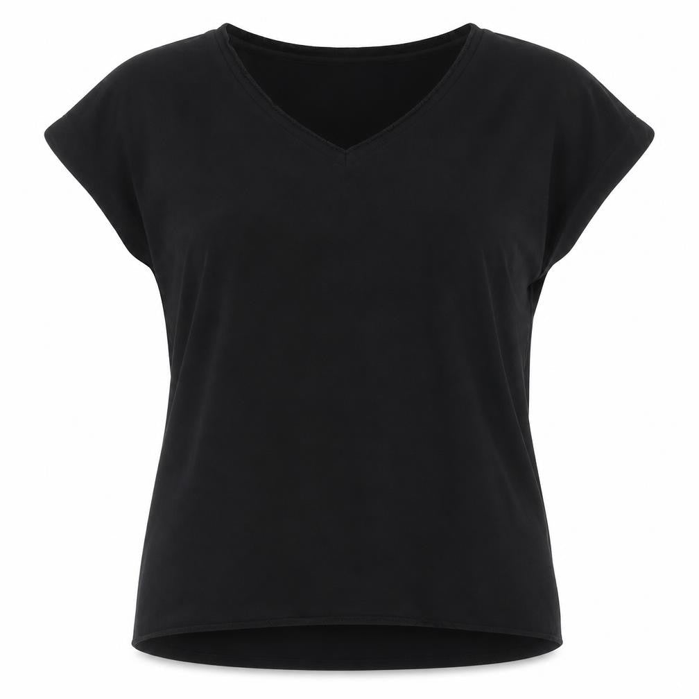 Wallis Womens Black Polyester Basic T-Shirt Size M V-Neck