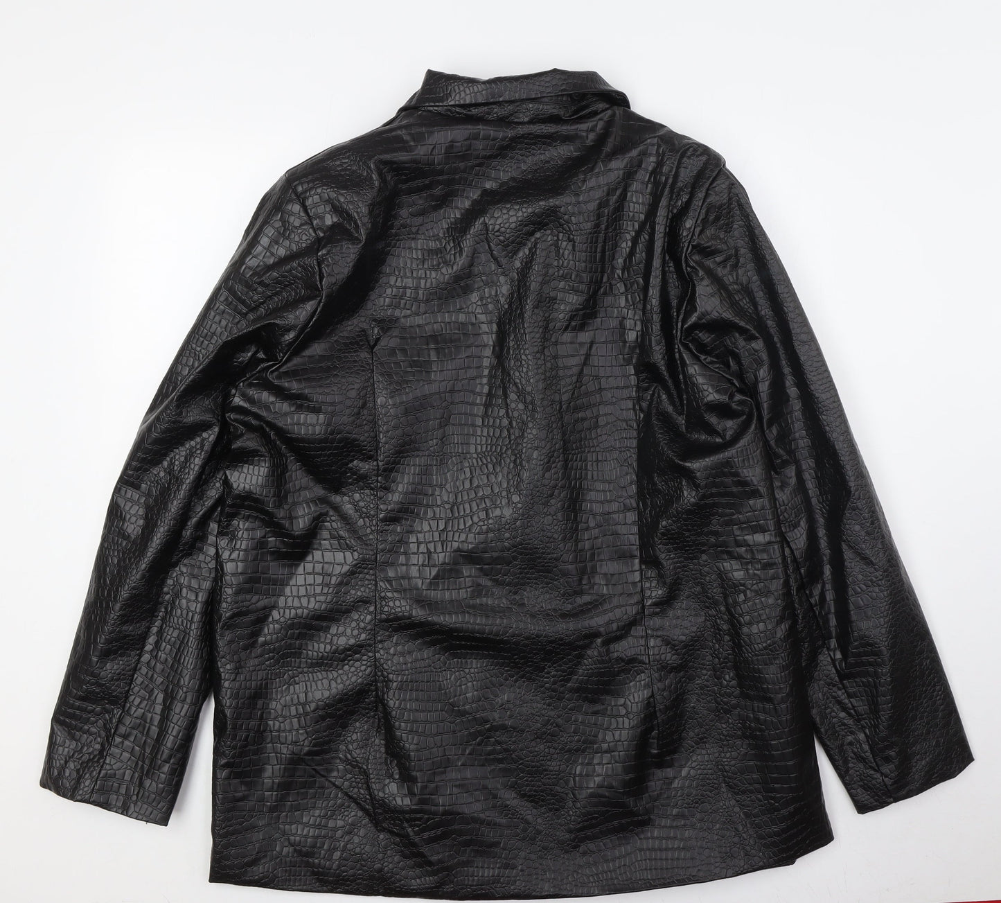 Boohoo Womens Black Animal Print Jacket Size 14 Button