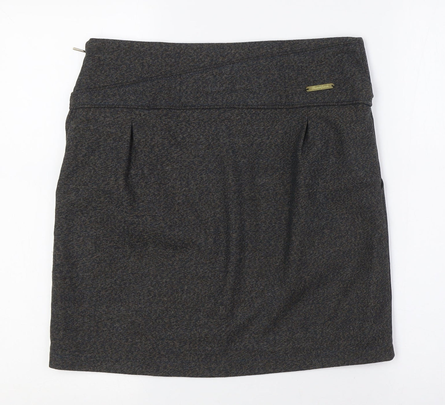 Skunkfunk Womens Grey Polyester A-Line Skirt Size 12 Zip - Pockets