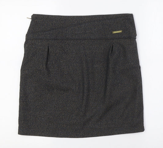 Skunkfunk Womens Grey Polyester A-Line Skirt Size 12 Zip - Pockets