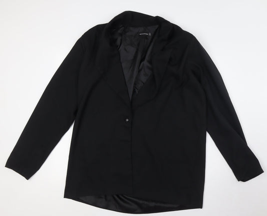 PRETTYLITTLETHING Womens Black Jacket Size 16 Button - Shoulder Pads