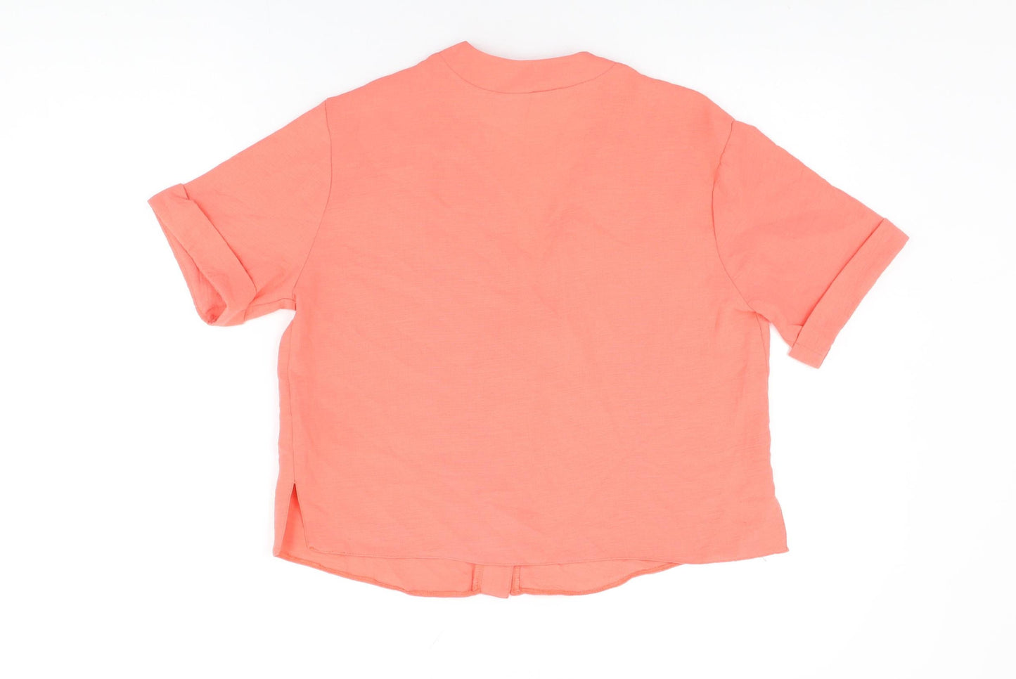 New Look Womens Pink Polyester Basic Button-Up Size 8 V-Neck