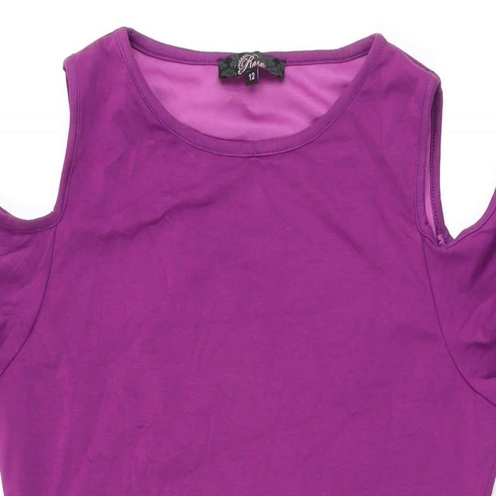 Rare Womens Purple Cotton Bodycon Size 12 Round Neck Pullover